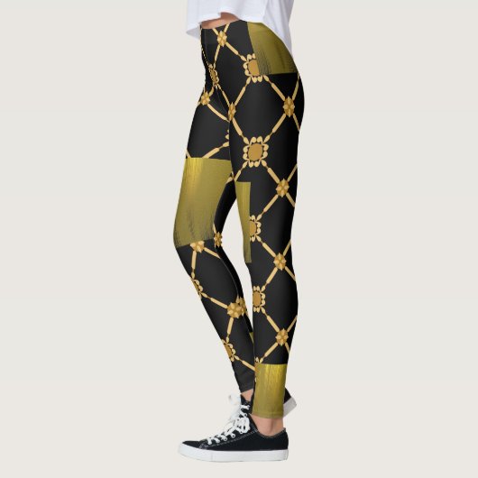 Golden Luxe: Zwarte Elegantie Leggings (Links)