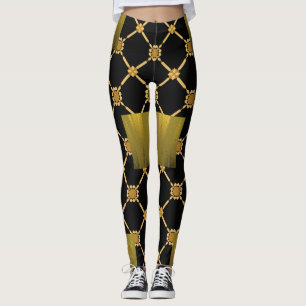 Golden Luxe: Zwarte Elegantie Leggings