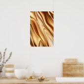 Golden luxepatroon met metallisch luster poster (Keuken)