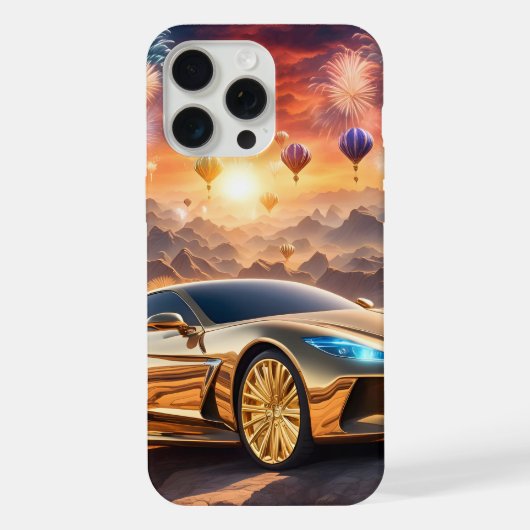 golden luxury car in a desert landscape iPhone hoesje (Achterkant)