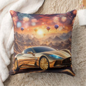 golden luxury car in a desert landscape kussen (Deken)