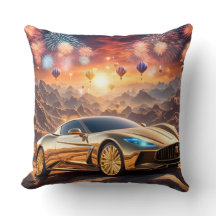 golden luxury car in a desert landscape