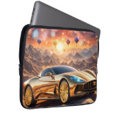 golden luxury car in a desert landscape laptop sleeve (Voorkant Rechts)