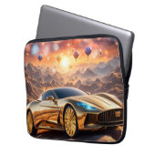 golden luxury car in a desert landscape laptop sleeve (Voorkant Links)