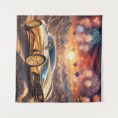 golden luxury car in a desert landscape wandkleed (Voorkant (horizontaal))