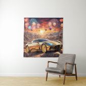 golden luxury car in a desert landscape wandkleed (In situ)