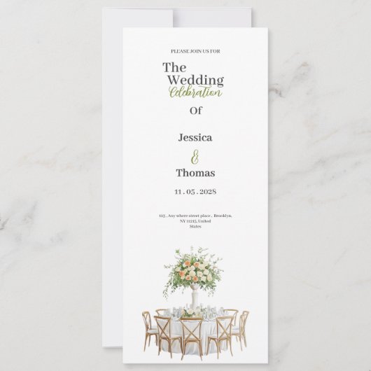 golden luxury white wedding invitation kaart (Voorkant)