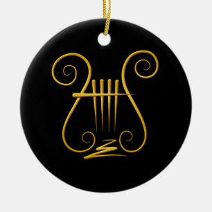 Golden Lyre Keramisch Ornament