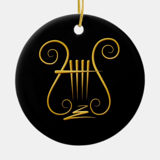 Golden Lyre Keramisch Ornament (Voorkant)