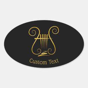 Golden Lyre Ovale Sticker
