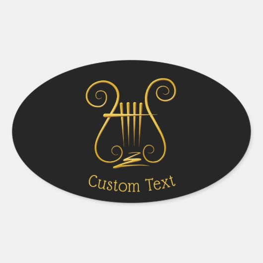 Golden Lyre Ovale Sticker (Voorkant)