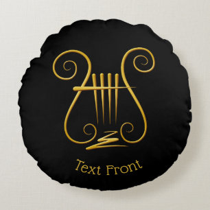 Golden Lyre Rond Kussen