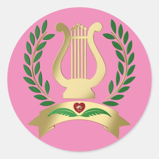 Golden lyre ronde sticker (Voorkant)