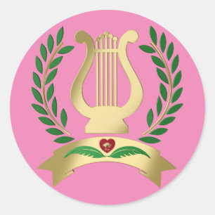 Golden lyre ronde sticker