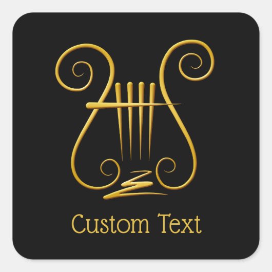 Golden Lyre Vierkante Sticker (Voorkant)