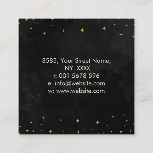 Golden maan en parelkristallen vierkante visitekaartje (Achterkant)