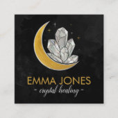 Golden maan en parelkristallen vierkante visitekaartje (Voorkant)