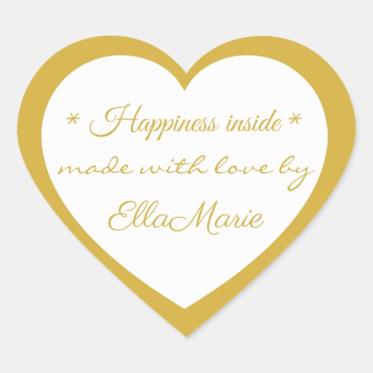 Golden Made with love by X, Custom Elegant Hart Sticker (Voorkant)