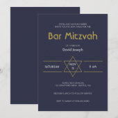 Golden Magen marineblauw David Bar Mitswa Kaart (Voorkant / Achterkant)