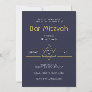 Golden Magen marineblauw David Bar Mitswa Kaart