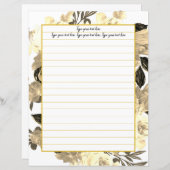 Golden Magnolia Floral Writing Paper (Voorkant / Achterkant)