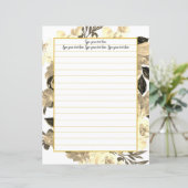 Golden Magnolia Floral Writing Paper (Staand voorkant)