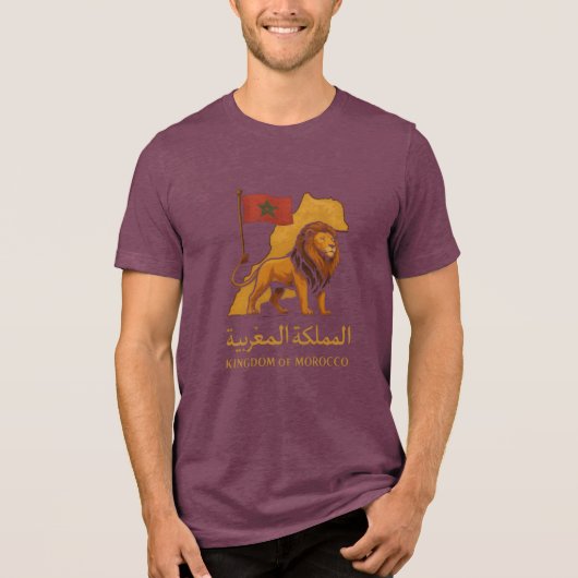 "Golden Majesty of Morocco | Lion & Arabic Kingdom Tri-Blend Shirt (Voorkant)