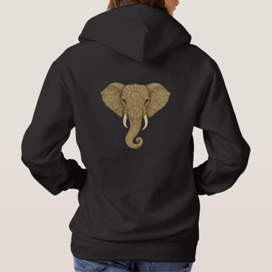 Golden Mandala Elephant - Boho Graphic Art Print Hoodie (Achterkant)