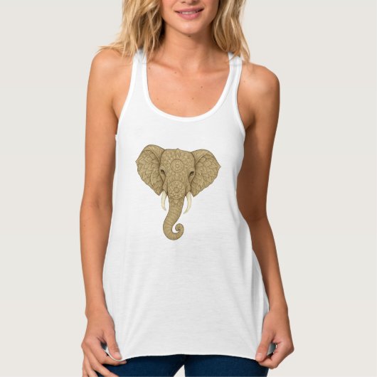 Golden Mandala Elephant - Boho Graphic Art Print Tanktop (Voorkant)