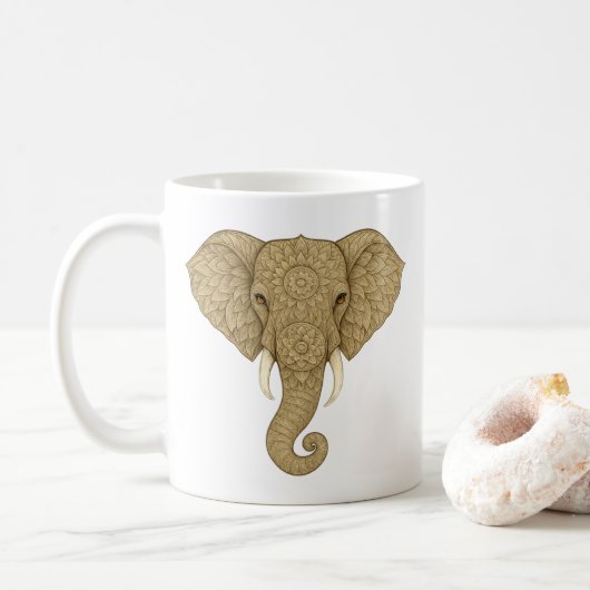 Golden Mandala Elephant Boho - Graphic Art Tea Koffiemok (Met donut)