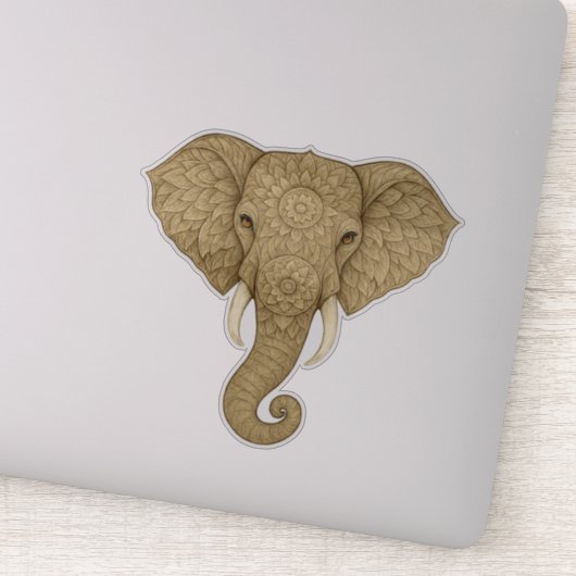 Golden Mandala Elephant Boho - Graphic Art Vinyl Sticker (Detail)