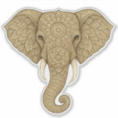 Golden Mandala Elephant Boho - Graphic Art Vinyl Sticker (Voorkant)