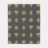 Golden Mandala Elephant Hamsa Hand -Boho Art Print Fleece Deken (Voorkant)