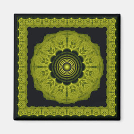 Golden mandala fractal framed ornament magnet
