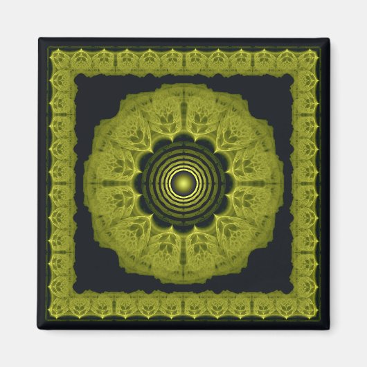 Golden mandala fractal framed ornament magnet (Voorkant)