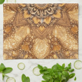Golden Mandala Kaleidoscope Pattern Kitchen Towel Theedoek (Gevouwen)