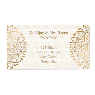 Golden mandala Mehndi gepersonaliseerd Etiket
