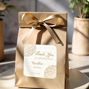 Golden mandala Mehndi gepersonaliseerd Vierkante Sticker