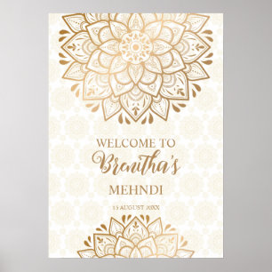 Golden mandala Mehndi gepersonaliseerd welkom Poster