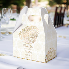 Golden mandala Mehndi gepersonaliseerde naam Bedankdoosjes