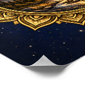 Golden Mandala Mountain Sunset Cosmic Boho Nature Poster (Hoek)
