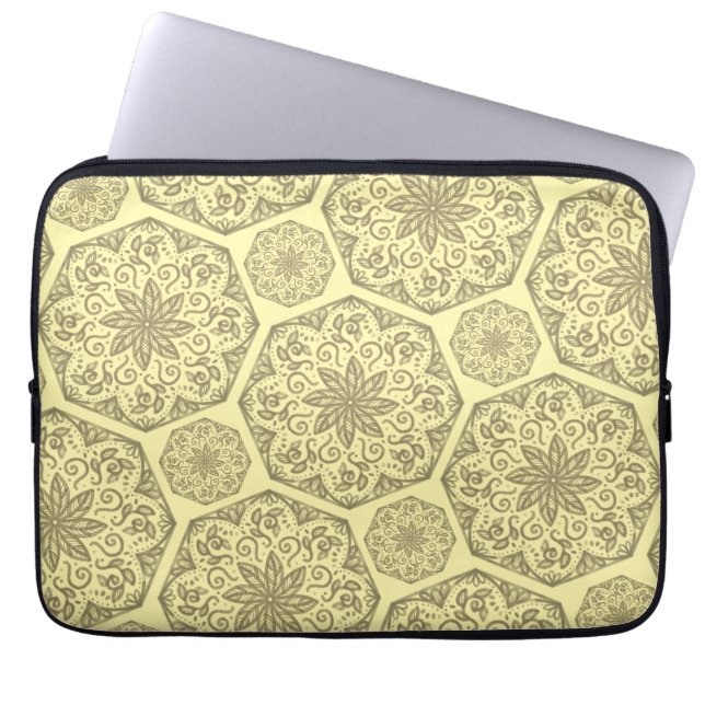 Golden Mandala Mozaïek Patroon Laptop Sleeve (Voorkant)