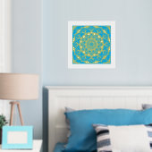 Golden Mandala op blauw Folie Afdrukken (Insitu (Slaapkamer))