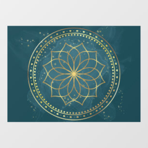 Golden Mandala op Blauwgroen Raamsticker