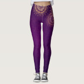 Golden Mandala paarse Leggings (Voorkant)