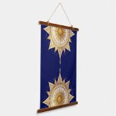 Golden Mandala Sun Meditatie Hangend Wandkleed (Gebogen)