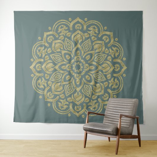 Golden Mandala - Tapijt Wandkleed (In Situ (horizontaal))