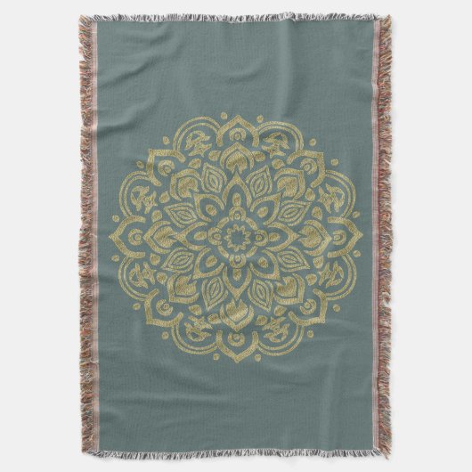 Golden Mandala - Throw Blanket Deken (Voorkant Verticaal)