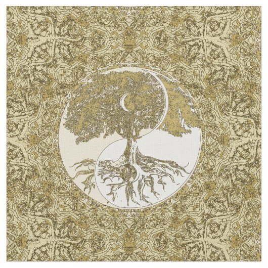 Golden Mandala Yin Yang Stof (Close Up)