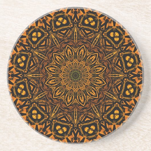 Golden Mandala Zandsteen Onderzetter (Voorkant)